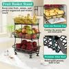 3 Tier Fruit Vegetable Basket,Rolling Pantry Snack Organizer Cart On Wheels for Under Pantry Shelves,Stackable Wire Kitchen Rack