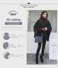 Women's Mid-Length Wool Cape Coat - Thick, Loose, Lace-Up Shawl for Winter