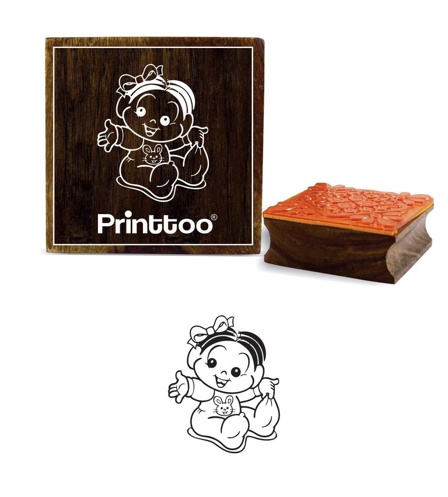 Printtoo Baby Shower Scrap-booking Square Wooden Rubber Stamp Baby Girl Design Craft Stamps-2 x 2