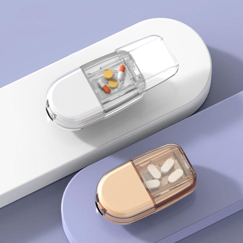 Multifunctional Pill Box with Pill Cutter 3 in 1 Medicine Tablet Storage Box for Home Travel