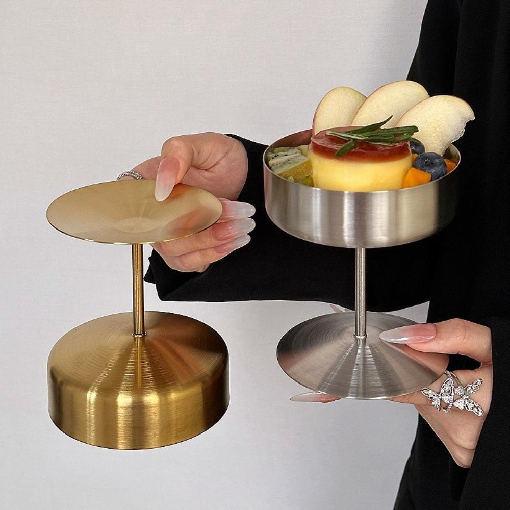 304 Stainless Steel Ice Cream High Footed Cup Reusable Pudding Cup Fruit Salad Cups Bars Parties
