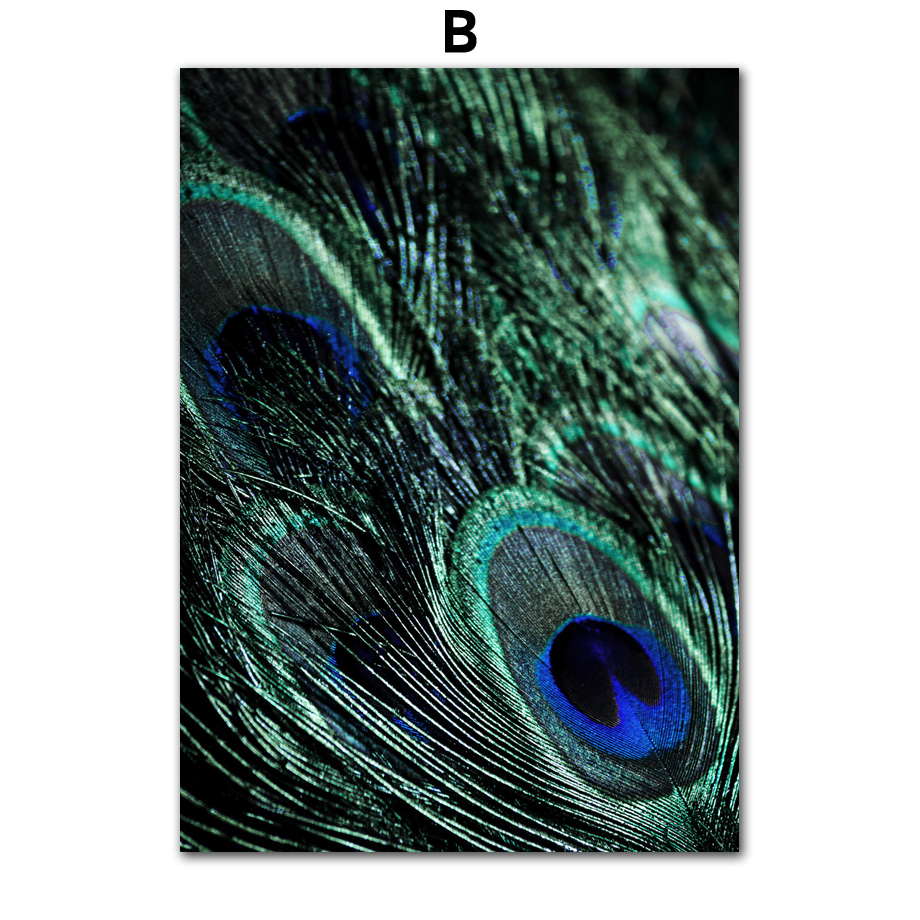 Синие павлиньи перья Цитаты Животные Скандинавские постеры и принты Картина на холсте Современное настенное искусство Картины для гостиной Домашний декор