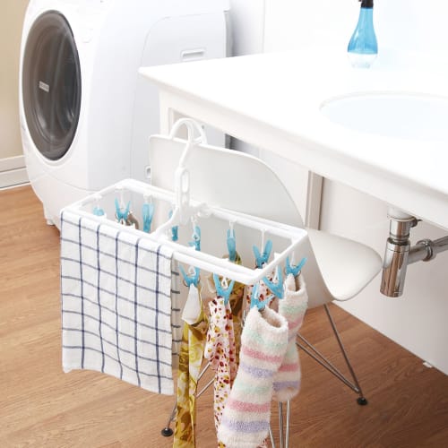 Aisen Промышленная Мини-Квадратная Вешалка для Сушки в Помещении, с 16 Прищепками, Синяя, 40 x 19.5 x 19.5 см