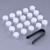 Set of 20 Car 17mm White Plastic Wheel Bolt Covers with Removal Tool
