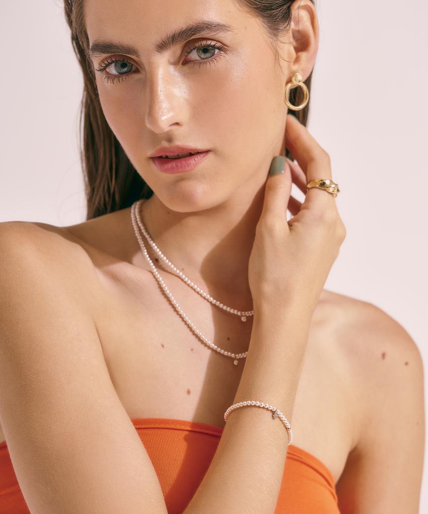 Браслет Dorocy 14K с муассанитом и жемчужной бусиной Swarovski (2 типа)