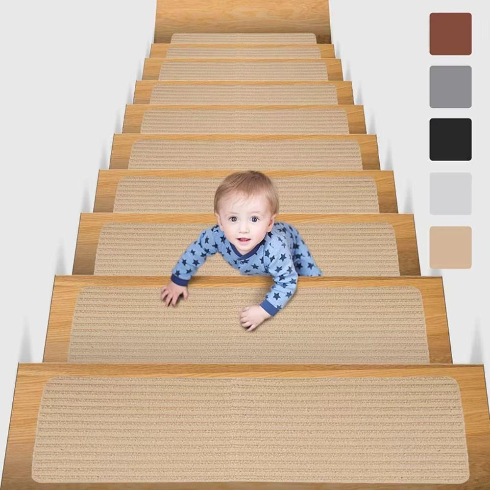 Fashion 76X20cm Staircase Mat Self-adhesive Safety Stair Tread Carpet Mat Soft Stripe Non-Slip Protection Cover Pads Home Decor