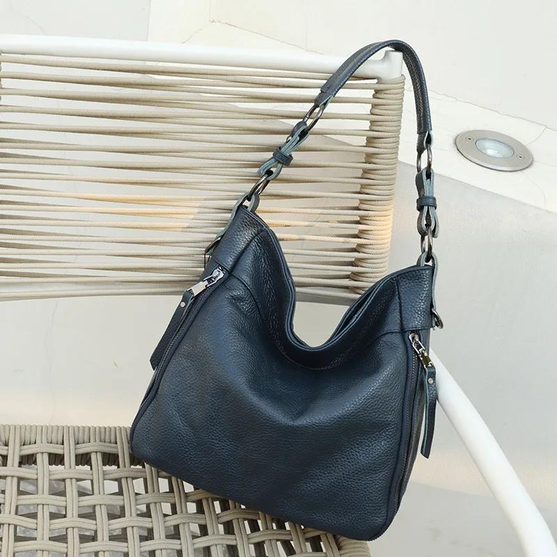 Высококачественная женская сумка из натуральной коровьей кожи класса люкс, универсальная женская сумка большой вместимости через плечо для поездок на работу