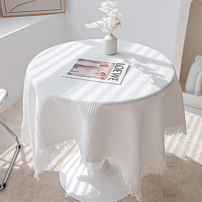 French Cotton Linen Tablecloth, Round Tablecloth, Light Luxury, Simple Style, Tea Table Cloth, 90Cm