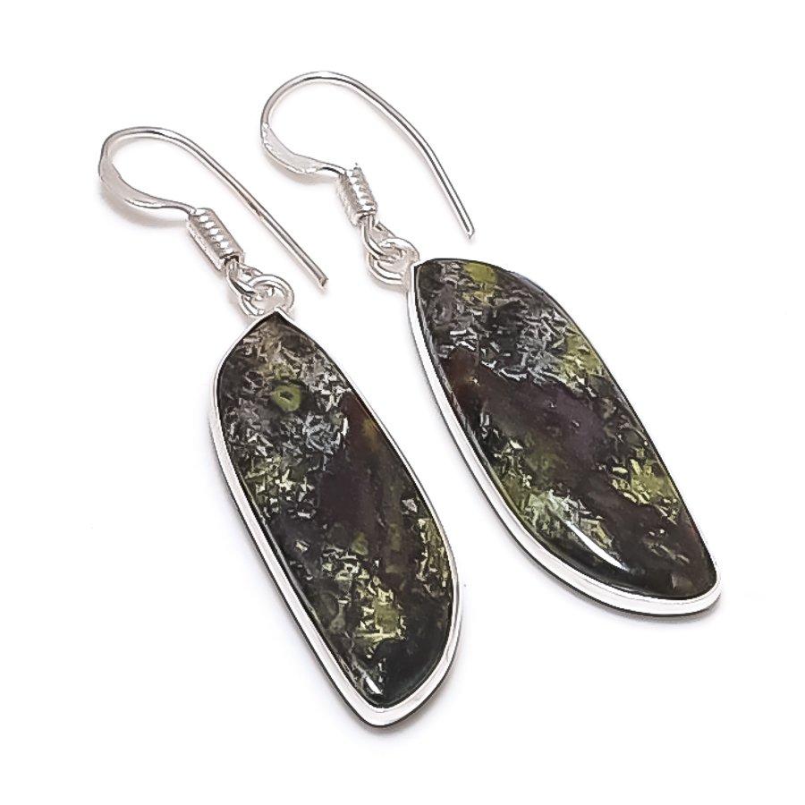 Dragon Blood Gemstone 925 Sterling Silver Jewelry Earring 1.93"