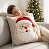 1pc Polyester Christmas Pillow Cover Zipper Closure 2D Flat Pillowcase Cushion Cover Holiday Decor