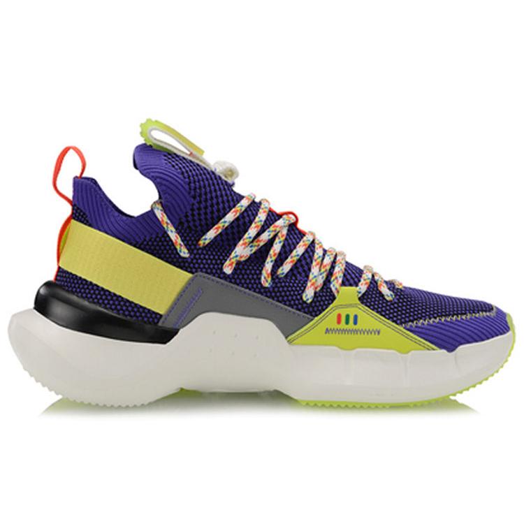 Li Ning Essence Lace Up PRM Износостойкие Дышащие Низкие Винтажные Баскетбольные Кроссовки Сине-Желтые AGBP053-1