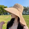 Women Summer Sun Hat Anti-UV Wide Brim Neck Protection Sunshade Hats Solid Color Fisherman Cap Ladies Visors