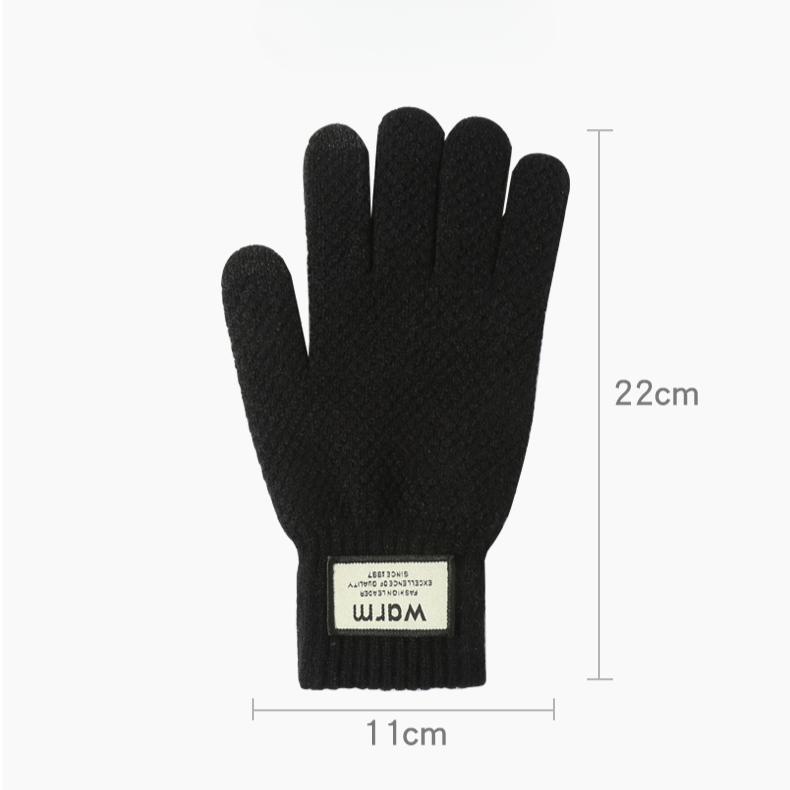 Шерстяные перчатки для велоспорта, мужские, утолщенный бархат для тепла и зимы, ветрозащитные, трикотажные перчатки для сенсорных экранов