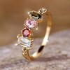 Luxury Gold Color Shiny Colorful Zircon Rings for Women Wedding Party Fashion Jewelry