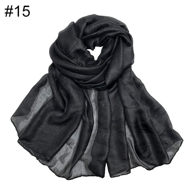 New Scarf Linen Solid Color Imitation Silk Soft Bag Head Shawl Scarf One Piece