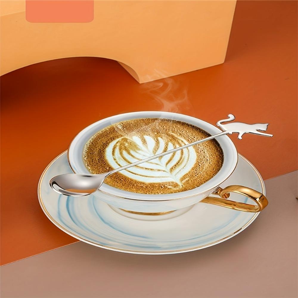 1 шт., десертная ложка, кофейная ложка из нержавеющей стали, милая ложка для молока, кавайная ложка для помешивания в виде кота, многоразовая ложка для мороженого, моющаяся десертная ложка