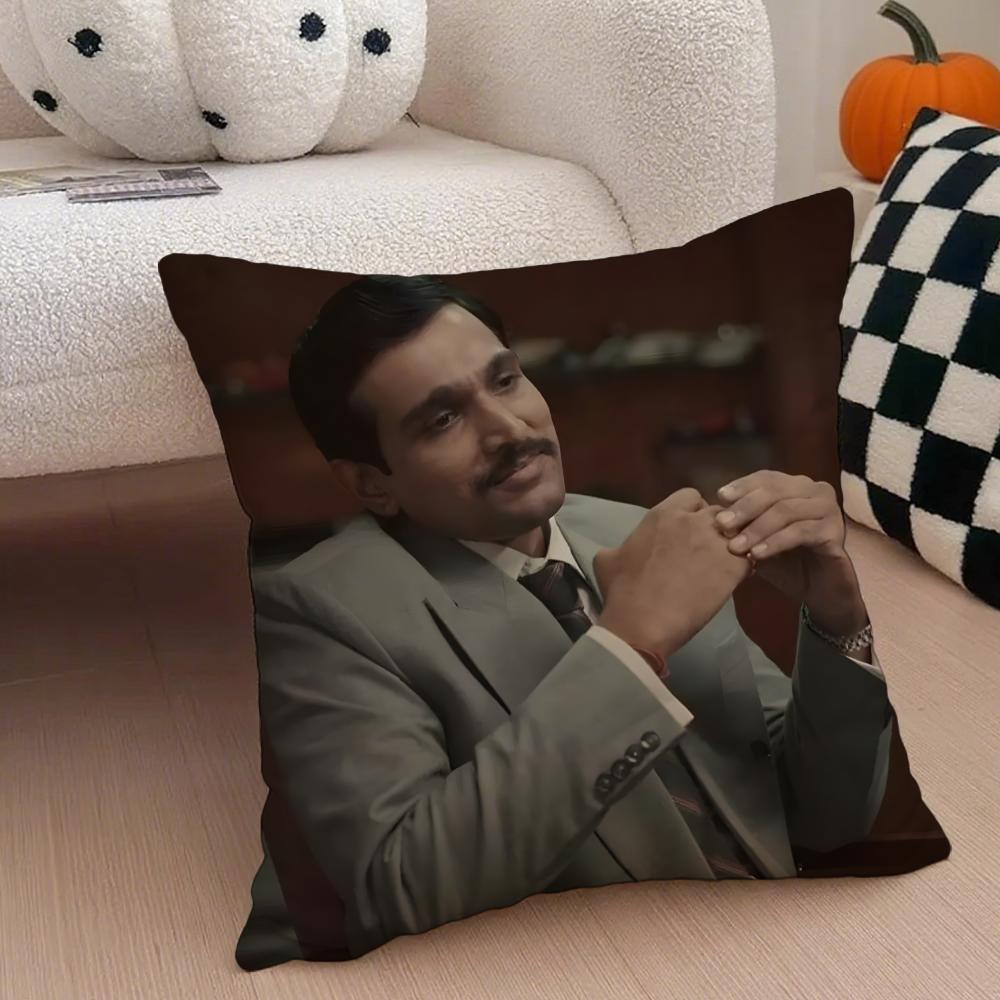 SScam  The Harshad Mehta Story Cushion Cover Throw Pillow Cover Hidden Button Durable Polyester Chair Cushion