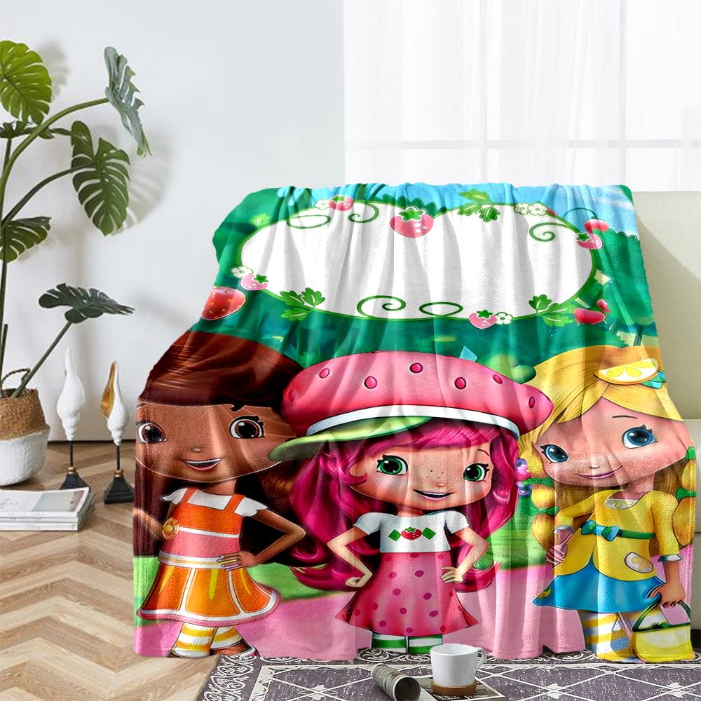 Strawberry Shortcake Theme Printed Blanket - Perfect for Couch, Bed, Travel & Outdoor Use | Machine Washable, Cozy & Durable.