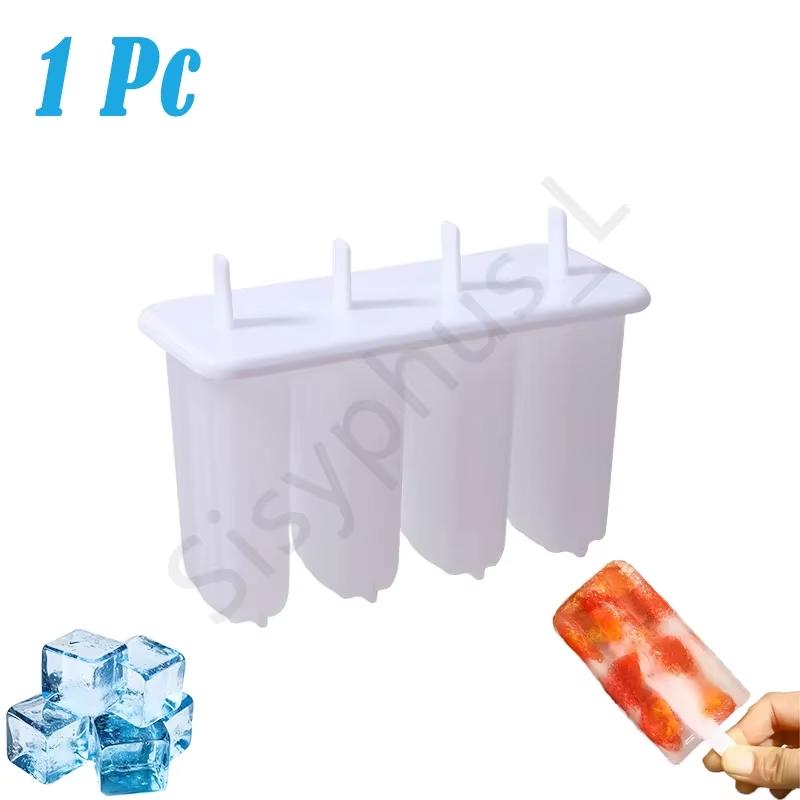 Форма для эскимо на 4 ячейки с крышкой, многоразовая, детская, креативная, для мороженого, замороженные формы