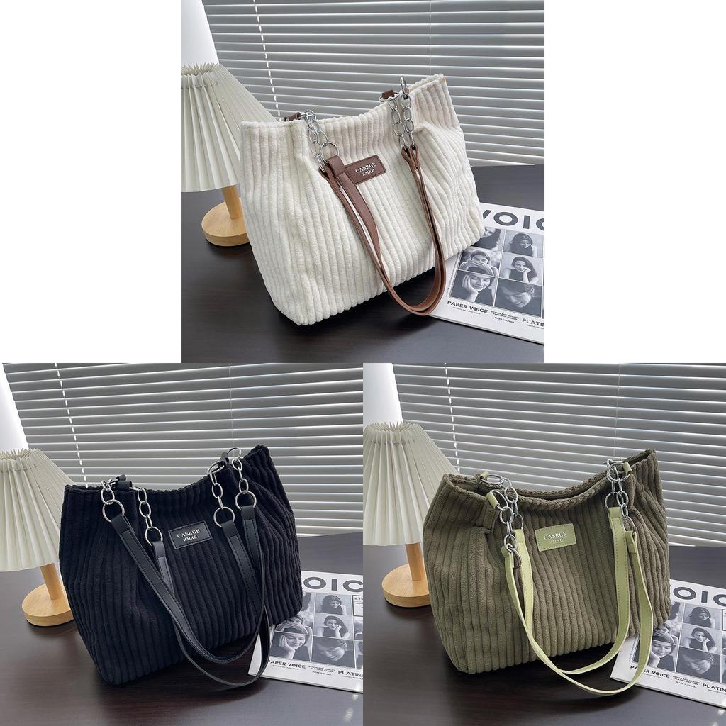 Large Capacity Velvet Chain Tote Bag For Women With Zipper Closure For Daily Use