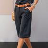 Прямые женские шорты со средней посадкой и карманами, однотонные шорты до колена