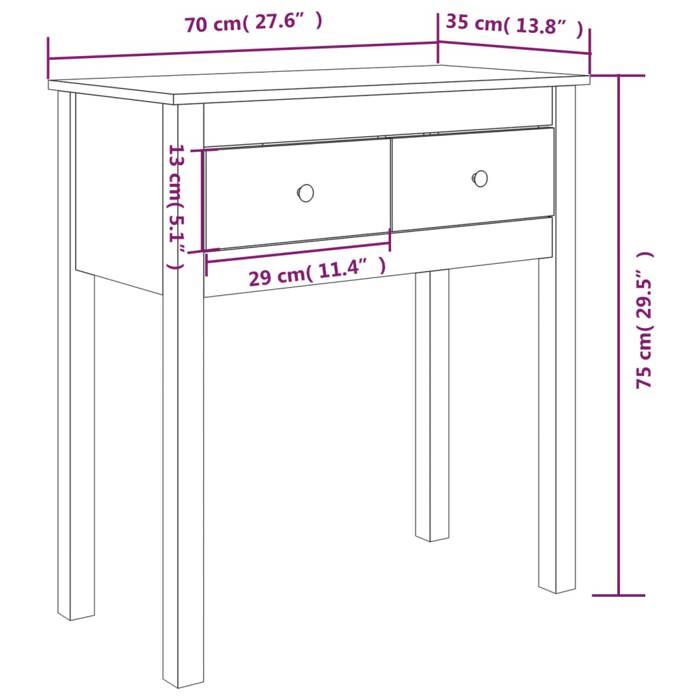 VidaXL Console Table 70x35x75 Cm Solid Pine Wood 814609