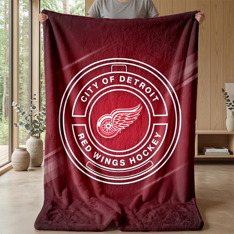 Detroit Red Wings Flannel Fleece Blanket Cozy Warm Throw Blanket For Couch Bed Travel All Season Use