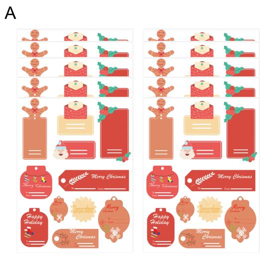 10 листов бирки для рождественского подарка и обратно, самоклеящаяся мультяшная Санта-Лось, рождественская тема, сделай сам, подарочная коробка, конверт для поздравительной открытки, подарочная наклейка, этикетка