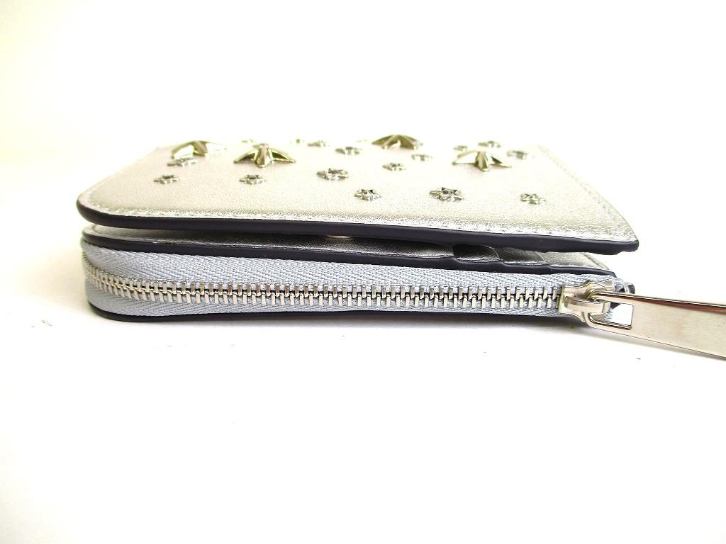 Оригинальный серебряный кожаный бифолд-кошелек Jimmy Choo COMPACTZIPWALLWTGTO #b152 Открытая коробка