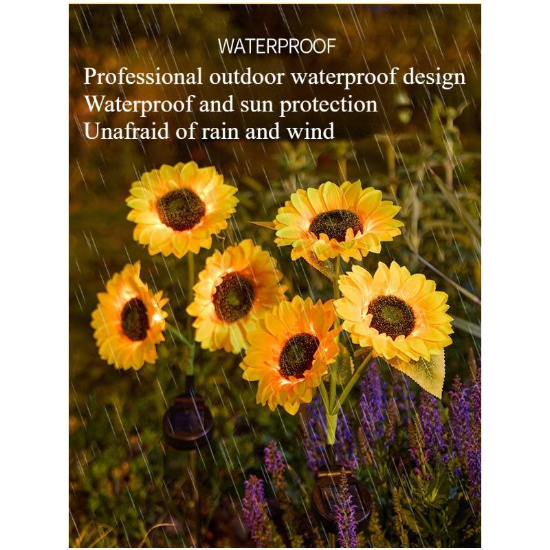 1 упаковка солнечных светодиодных садовых фонарей в виде подсолнухов, реалистичное ночное свечение, энергосберегающее наружное освещение для украшения сада, газона, дома, террасы и крыльца