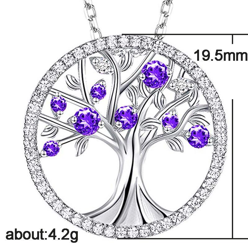 Fashion Jewelry Necklace Silver Plated Zircon Cz Tree of Life Pendant Necklace for Women