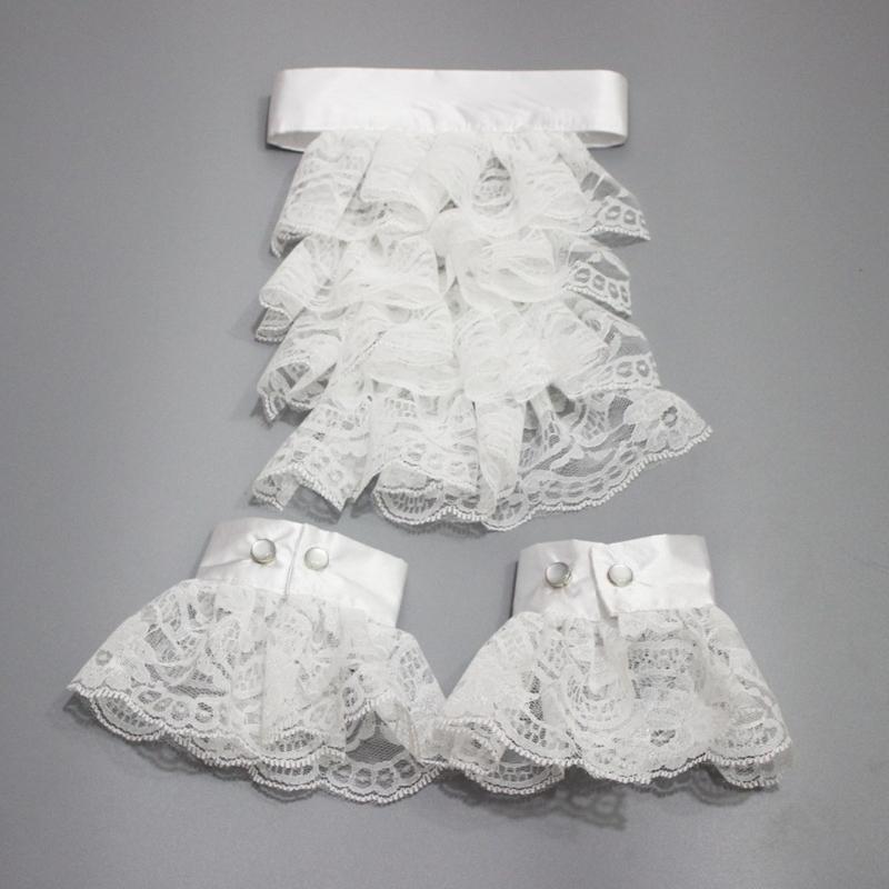 Women Vintage Princess Fake Collar Gothic Black Faux Leather Ruffled Floral Lace Choker Necklace Victorian Neck Ruff