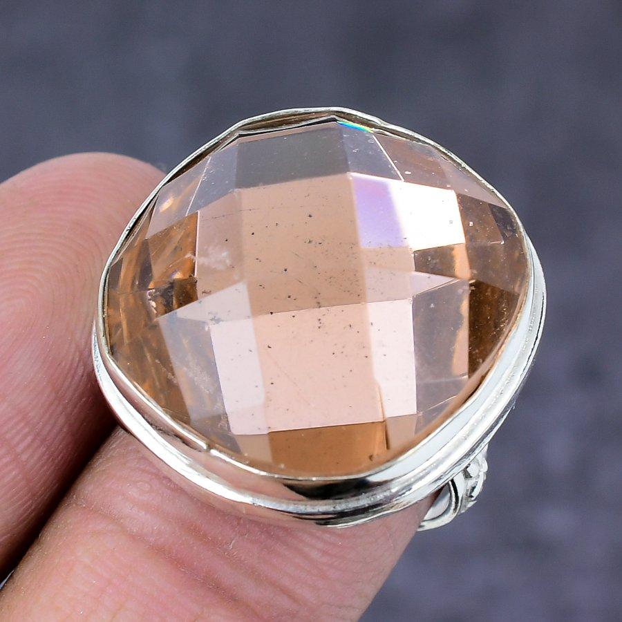 Кольцо из серебра 925 пробы с натуральным морганитом, ювелирное изделие ручной работы S.10 Y7w85