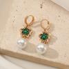 1 пара зеленых цветов искусственный жемчуг висячие серьги для женщин кубический цирконий ювелирные изделия свадебные аксессуары для вечеринки