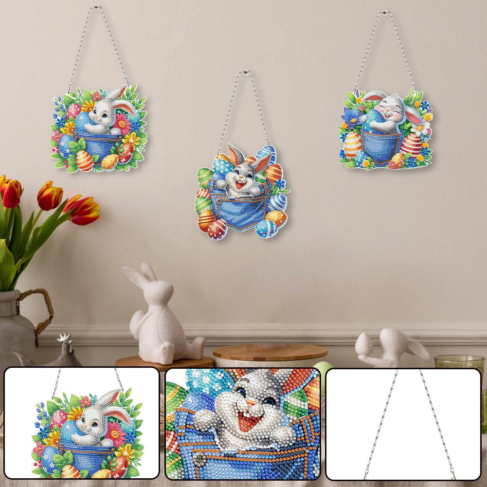 Special Shape 3Pcs 2D/Flat DIY Hanging Diamond Art Kits Diamond Painting Set Diamond Art Pendant Home Wall Decoration Crafts