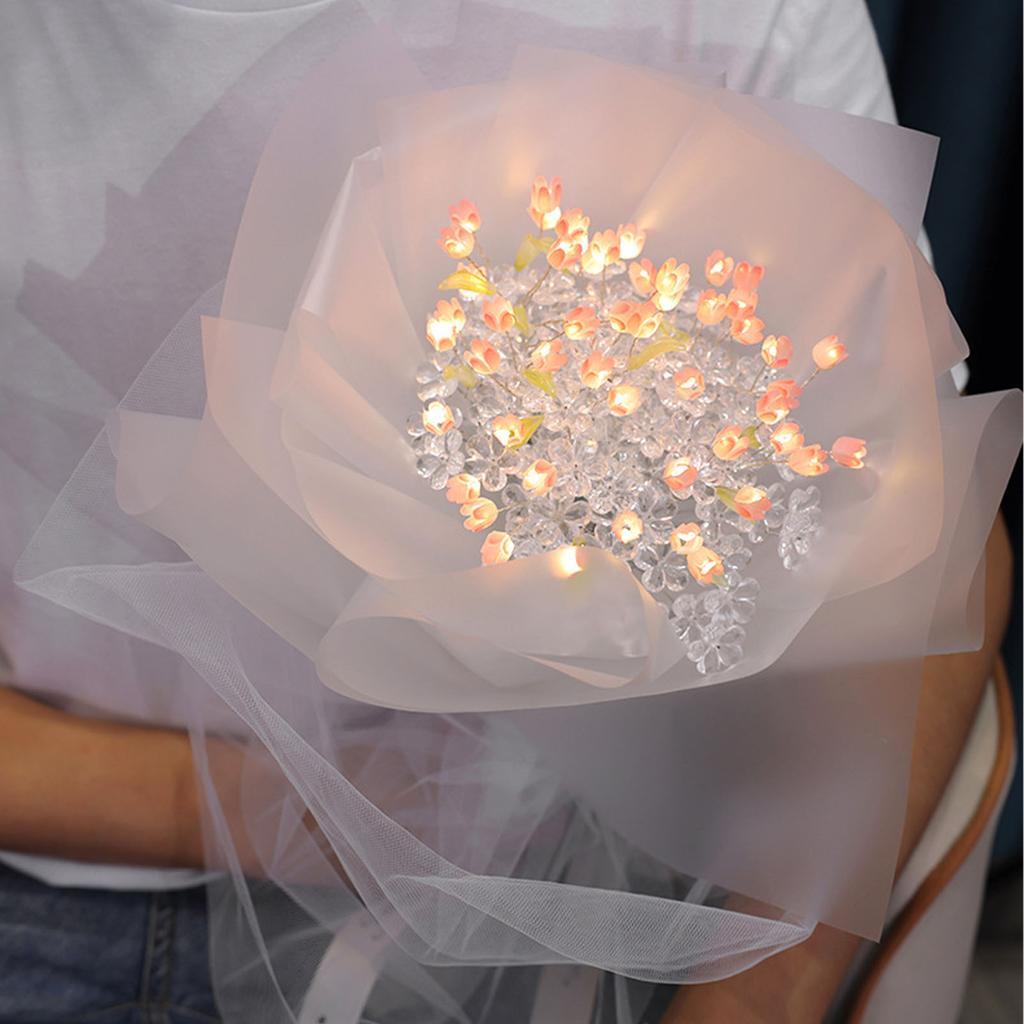 Букет тюльпанов со светящейся полосой своими руками. Красивые тюльпаны. Искусственные цветы для