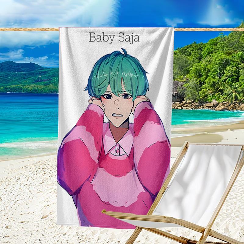 1pc KPop Demon Hunters SAJA BOYS2 Beach Towel, Beach and Seaside Swimming Pool Equipment, Fashion Pattern, Rectangular, Travel Essentials