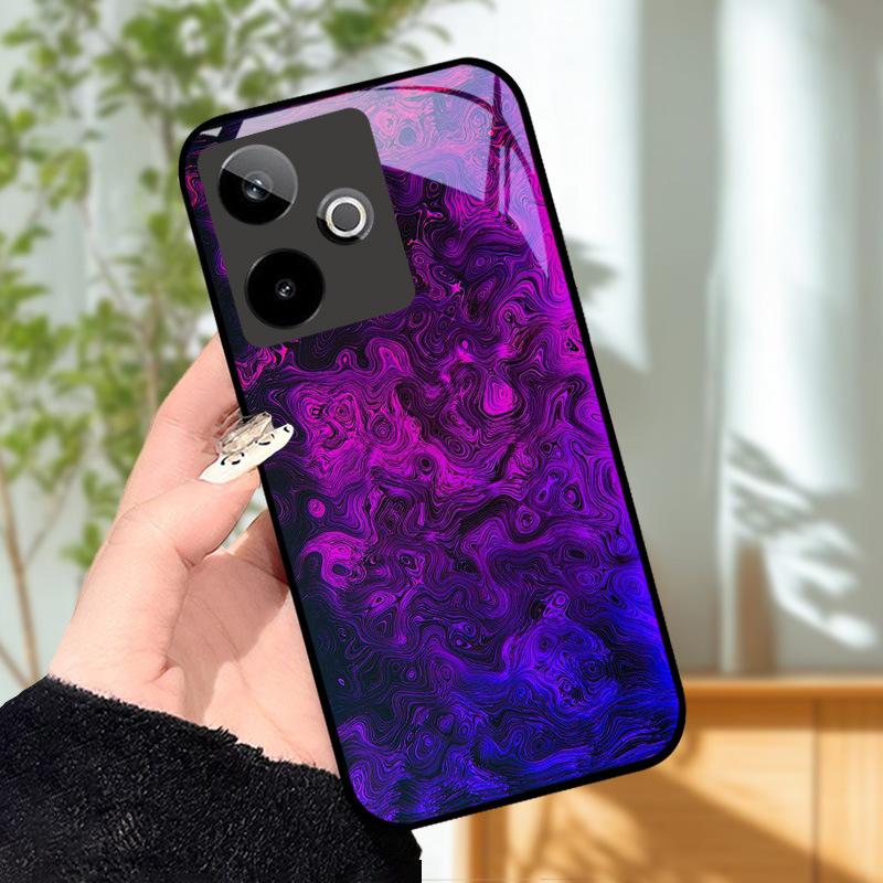 Для Realme GT7 5G Чехол Роскошный Чехол с Рисунком Закаленное Стекло Чехол для Телефона Для Realme GT 7 Fundas Жесткий PC Ударопрочный Корпус Бампер