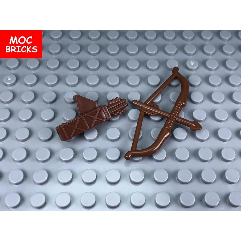 10 шт./лот MOC Кирпичи Оружие Меч Доспехи Воин Лук Стрела Образовательные Строительные Блоки Фигурки Игрушки для детей
