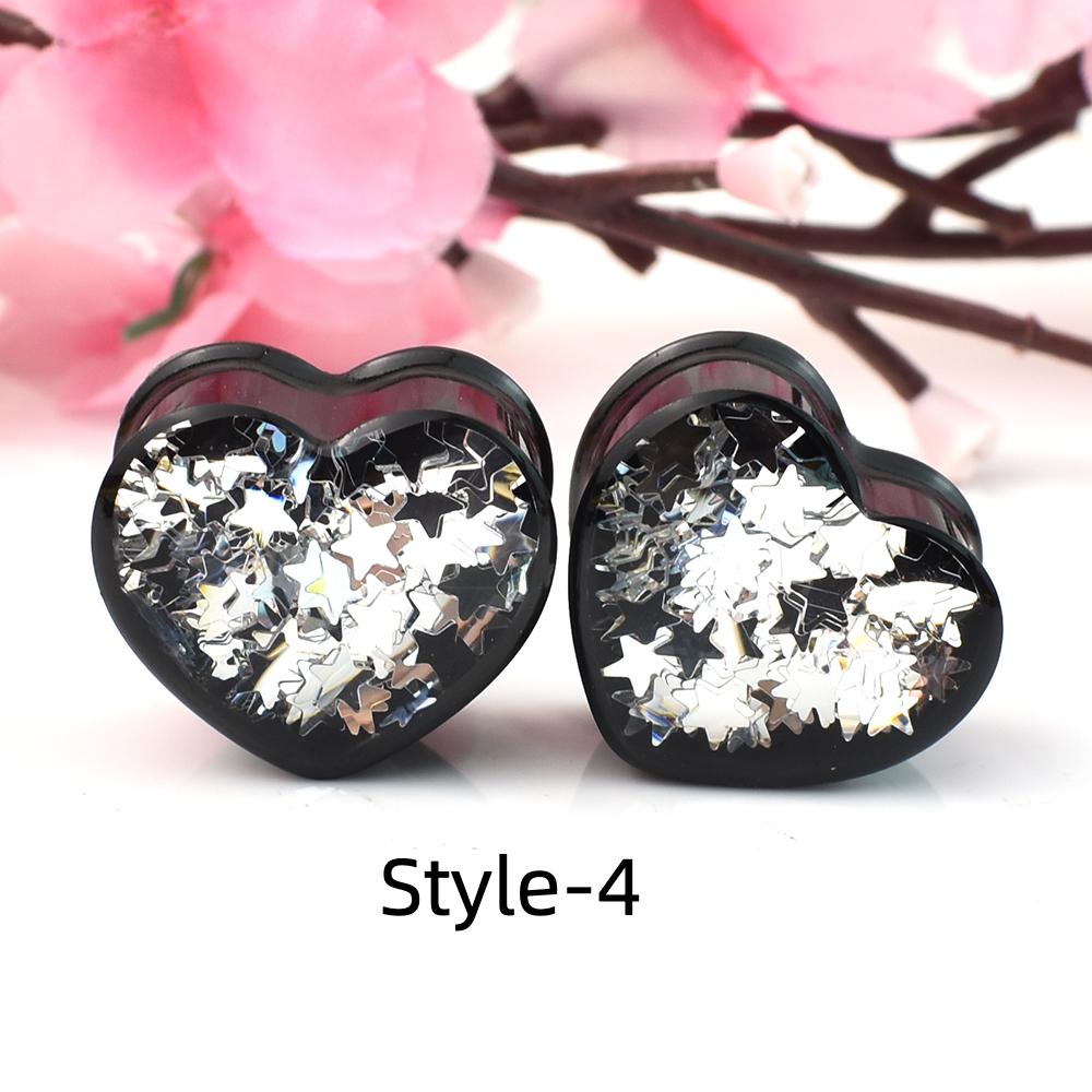 2 шт. 8-30 мм, черное сердце, ушные туннели, манометры, расширитель, расширитель, пирсинг, украшения для женщин и мужчин