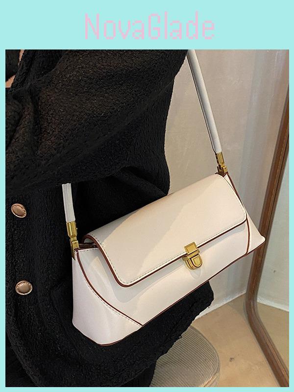 French Small Shoulder Bag With Pu Material And Chain Detail For Urban Daily Use