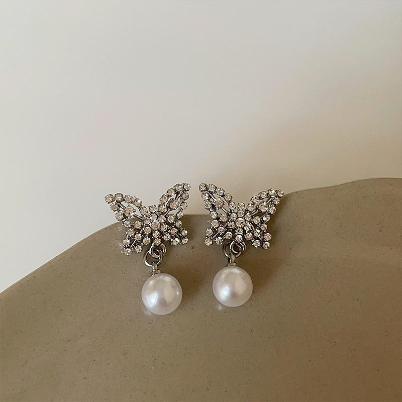 Серьги-гвоздики с бабочками в стиле ретро в стиле Гонконга, женские, легкие, роскошные, нежные, элегантные, изысканные, индивидуальные, универсальные серьги