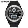 SANDA Watch Men Military Sport Quartz Digital LED Wristwatch Top Brand Luxury Stopwatch Waterproof Male Electronic Clock 3138