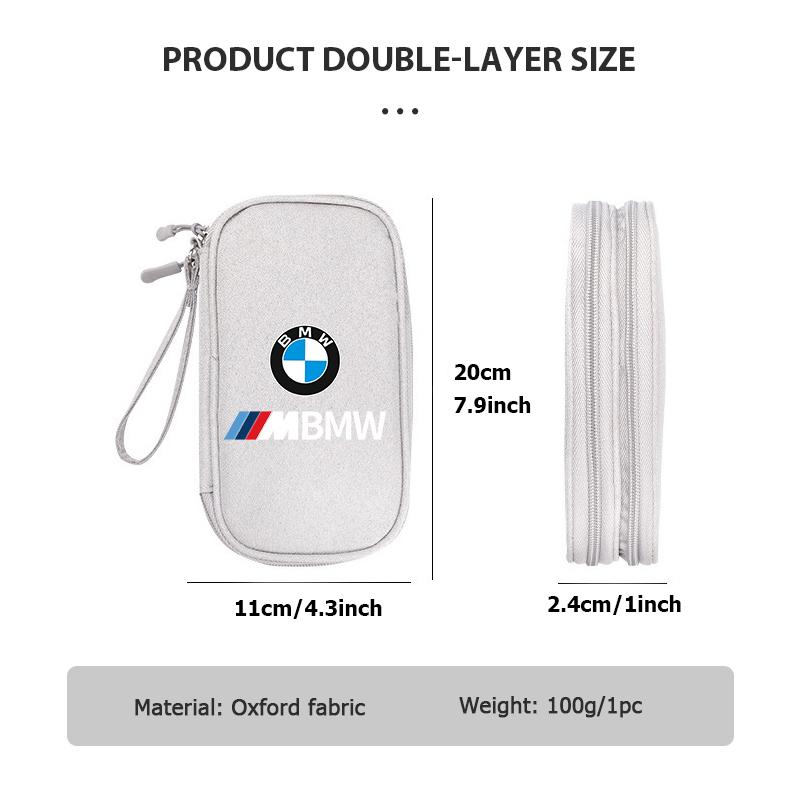 Universal Car Travel Portable Data Cable Storage Bag Accessories For BMW M3 M5 X3 E93 F10 F20 F30 F40 F15 F25 F26 F31 F49 F86 QS4