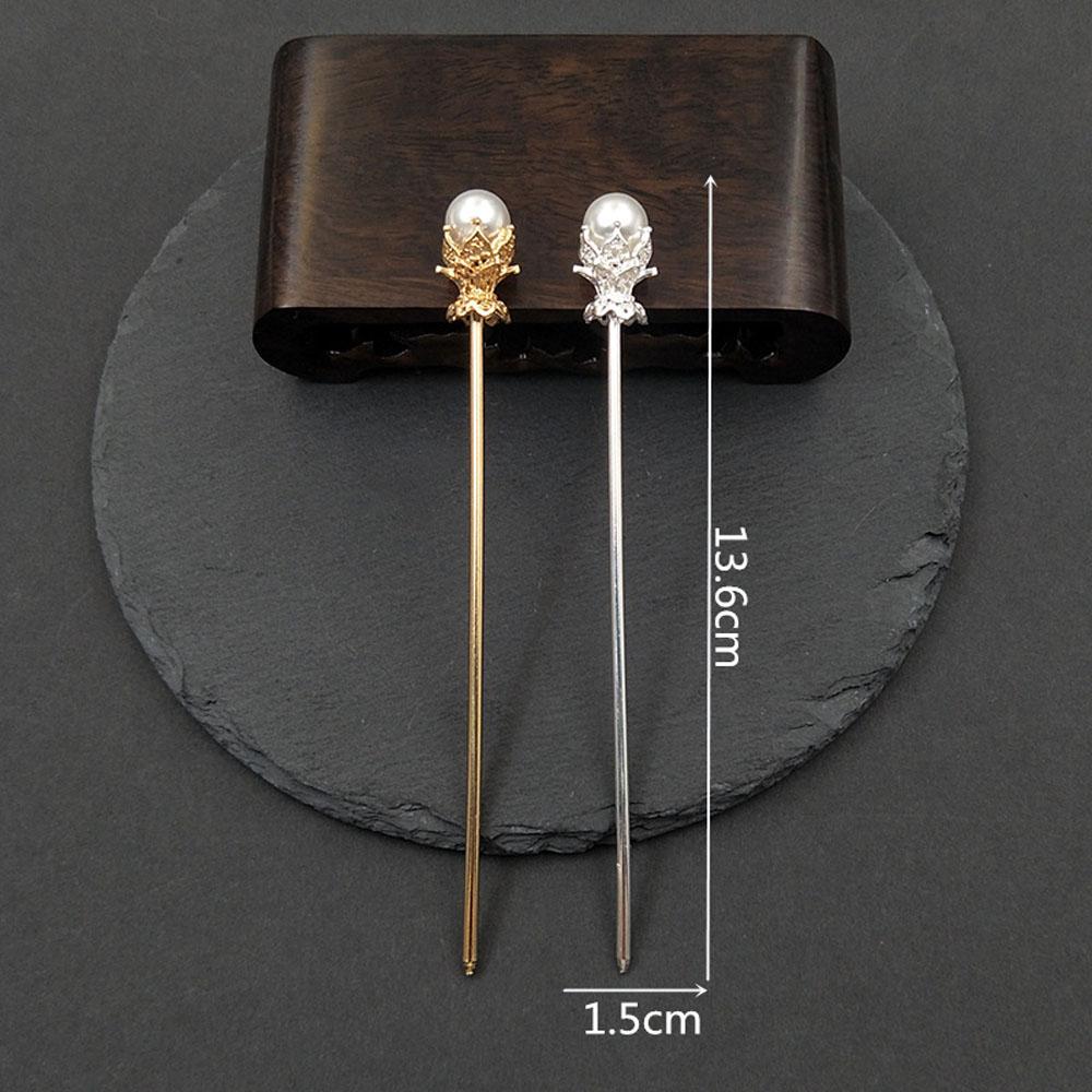 Lady Gold Silver Color Headwear Chinese Style Pearl Hairpin Hair Accessories Hair Clip Hair Sticks