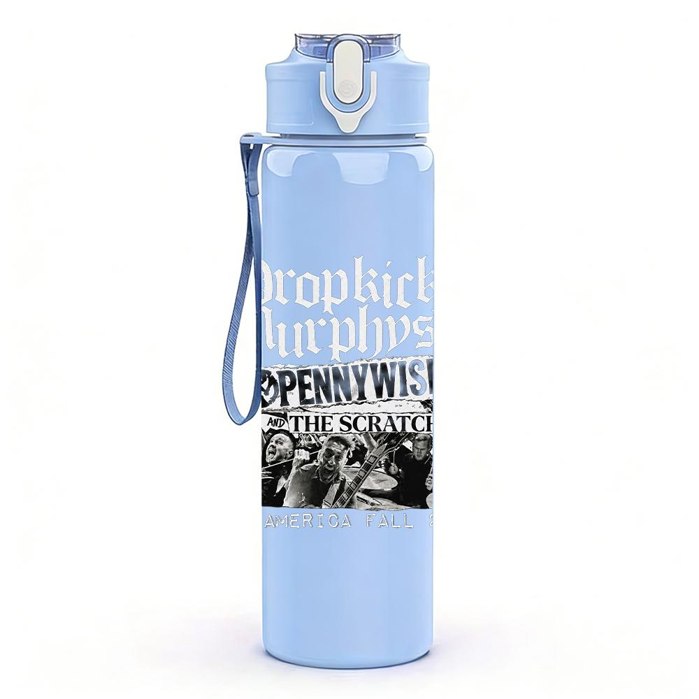 1PC Old truck vintage rectangular print 750ml colorful plastic sports water bottle leakproof pop up lid with straw for outdoor work home use