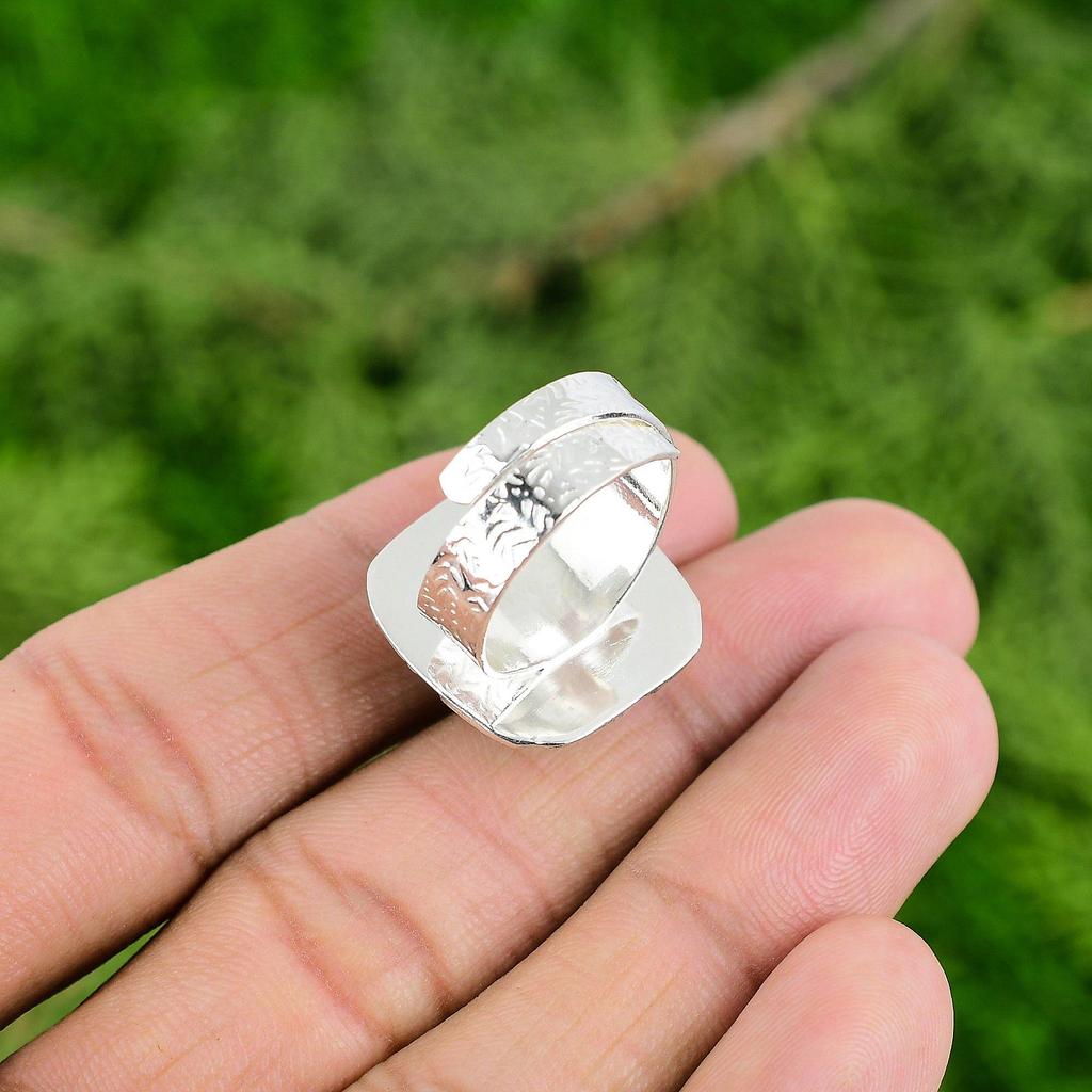 Сделка на День Благодарения Кольцо-солитер с драгоценным камнем хризопразом из серебра 925 пробы