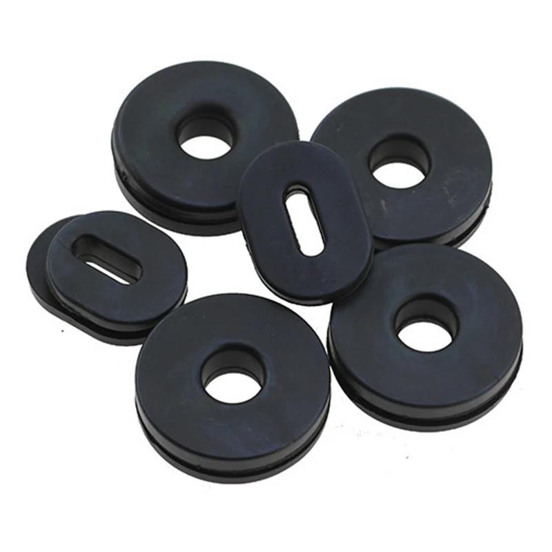 12Pcs/Set Motorcycle Body Side Cover Black Rubber Grommet Fairing Washer Bolts Fixed Rubber Ring Motorcycle Exterior Accessories