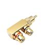 Позолоченный AV аудио разветвитель штекер RCA адаптер 1 штекер на 2 гнезда RCa F разъем