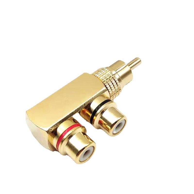 Позолоченный AV аудио разветвитель штекер RCA адаптер 1 штекер на 2 гнезда RCa F разъем